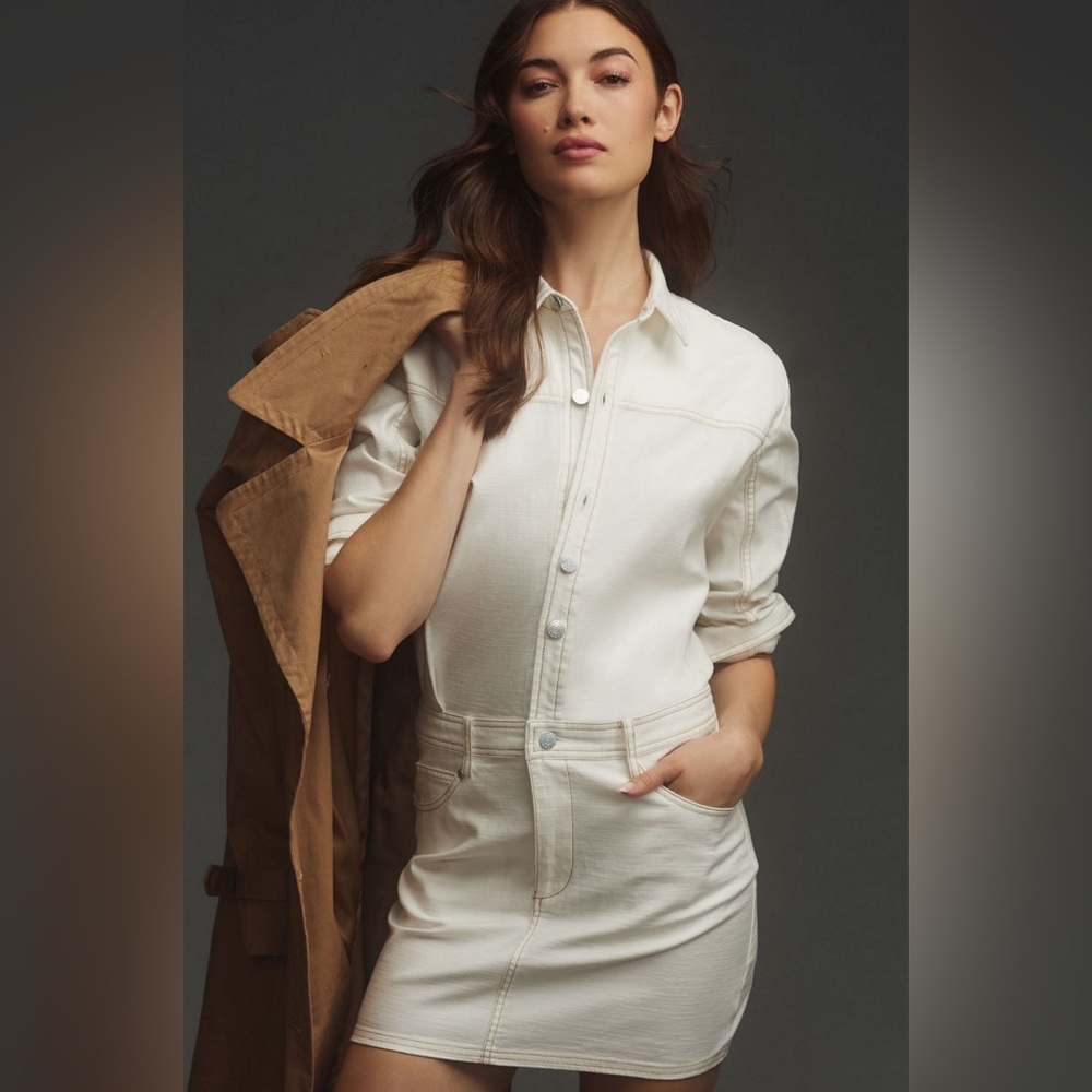Pilcro Long Sleeve Denim Micro Mini Shirt Dress